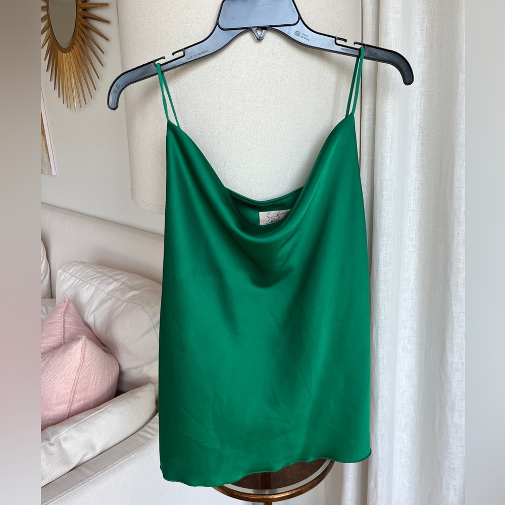 green silk top